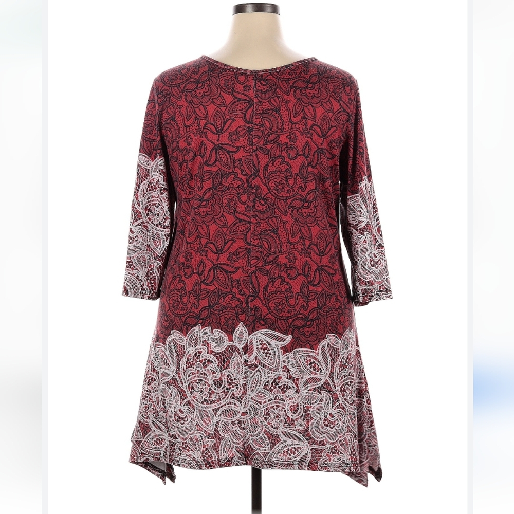 Plus Size 2X Firmiana tunic top long shirt women's blouse red black